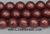 CSB1861 15.5 inches 6mm faceetd round matte shell pearl beads