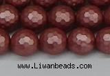 CSB1863 15.5 inches 10mm faceetd round matte shell pearl beads