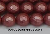 CSB1864 15.5 inches 12mm faceetd round matte shell pearl beads