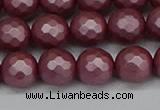 CSB1872 15.5 inches 8mm faceetd round matte shell pearl beads