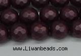 CSB1882 15.5 inches 8mm faceted round matte shell pearl beads