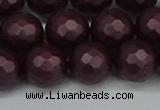 CSB1884 15.5 inches 12mm faceted round matte shell pearl beads