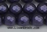 CSB1895 15.5 inches 14mm faceted round matte shell pearl beads