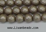 CSB1901 15.5 inches 6mm faceted round matte shell pearl beads