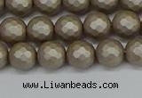 CSB1902 15.5 inches 8mm faceted round matte shell pearl beads