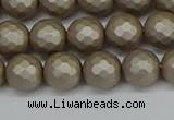 CSB1903 15.5 inches 10mm faceted round matte shell pearl beads