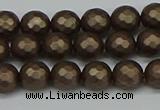 CSB1921 15.5 inches 6mm faceted round matte shell pearl beads