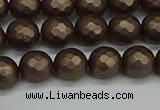 CSB1922 15.5 inches 8mm faceted round matte shell pearl beads