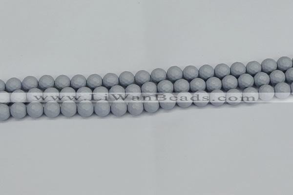 CSB1932 15.5 inches 8mm faceted round matte shell pearl beads