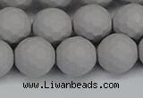 CSB1945 15.5 inches 14mm faceted round matte shell pearl beads