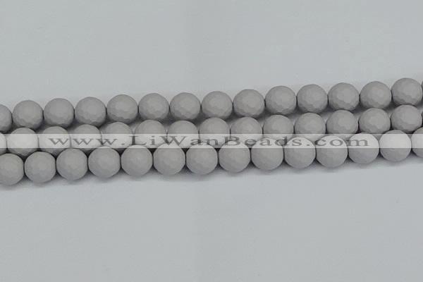 CSB1945 15.5 inches 14mm faceted round matte shell pearl beads