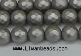 CSB1952 15.5 inches 8mm faceted round matte shell pearl beads