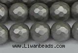 CSB1955 15.5 inches 14mm faceted round matte shell pearl beads