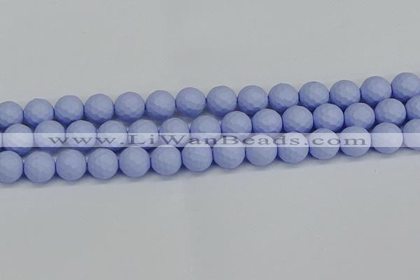 CSB1963 15.5 inches 10mm faceted round matte shell pearl beads