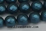 CSB1983 15.5 inches 10mm faceted round matte shell pearl beads