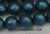 CSB1984 15.5 inches 12mm faceted round matte shell pearl beads