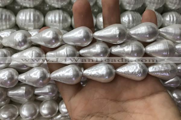 CSB2127 15.5 inches 16*25mm teardrop shell pearl beads wholesale