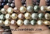 CSB2152 15.5 inches 16mm flat round mixed shell pearl beads