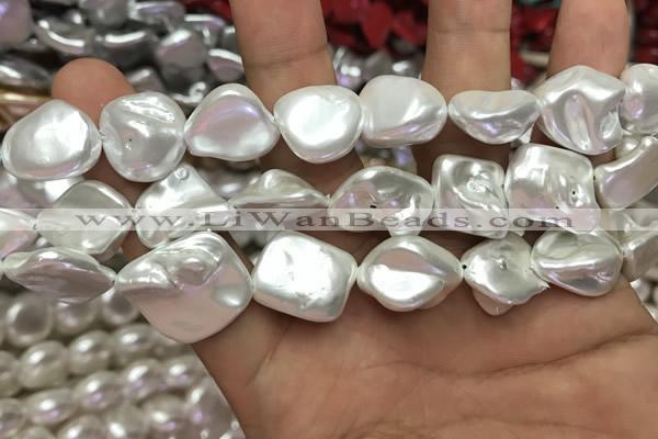 CSB2160 15.5 inches 16*16mm - 18*20mm baroque shell pearl beads