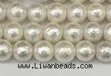 CSB2200 15.5 inches 4mm round wrinkled shell pearl beads wholesale