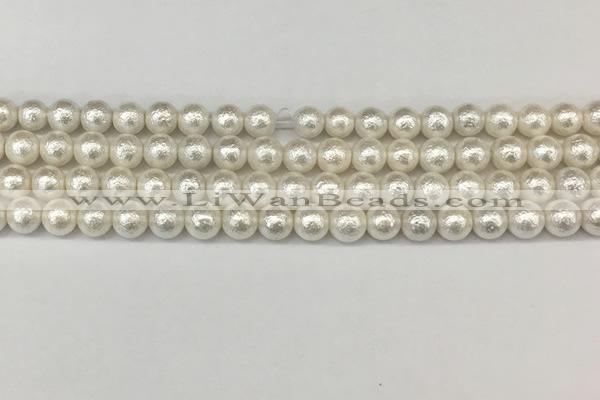 CSB2201 15.5 inches 6mm round wrinkled shell pearl beads wholesale