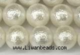 CSB2202 15.5 inches 8mm round wrinkled shell pearl beads wholesale