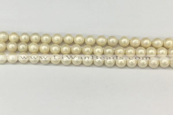 CSB2211 15.5 inches 6mm round wrinkled shell pearl beads wholesale