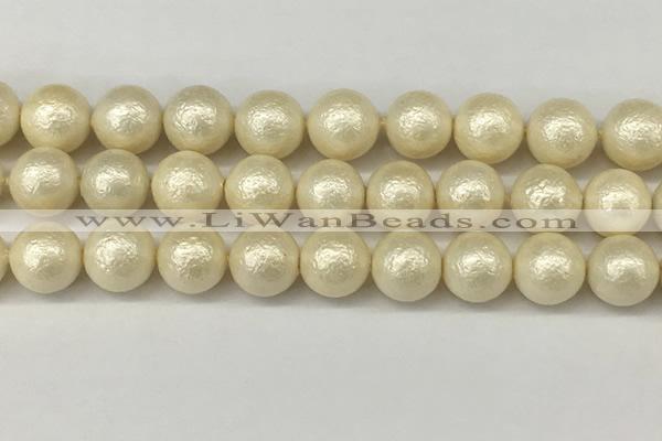 CSB2215 15.5 inches 14mm round wrinkled shell pearl beads wholesale