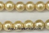 CSB2220 15.5 inches 4mm round wrinkled shell pearl beads wholesale