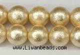 CSB2222 15.5 inches 8mm round wrinkled shell pearl beads wholesale