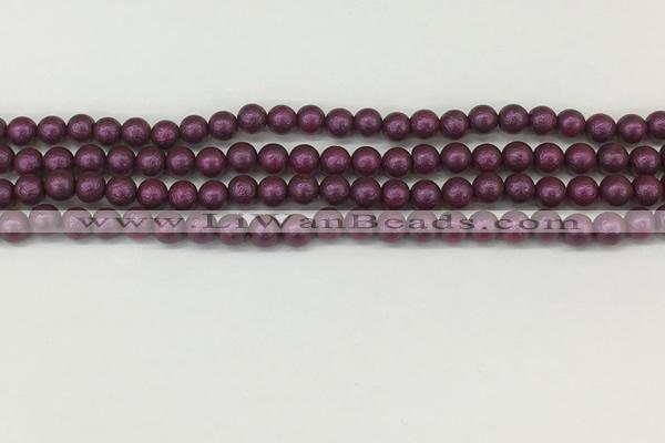 CSB2250 15.5 inches 4mm round wrinkled shell pearl beads wholesale