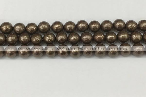 CSB2313 15.5 inches 10mm round wrinkled shell pearl beads wholesale