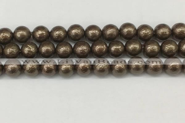 CSB2314 15.5 inches 12mm round wrinkled shell pearl beads wholesale