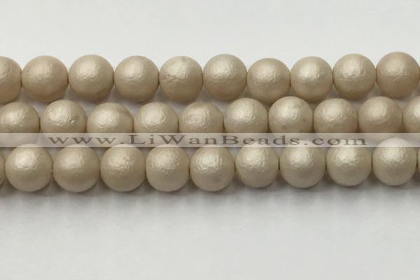 CSB2376 15.5 inches 16mm round matte wrinkled shell pearl beads