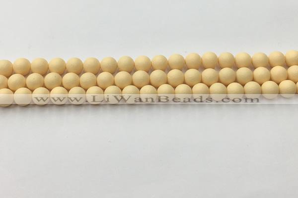 CSB2380 15.5 inches 4mm round matte wrinkled shell pearl beads