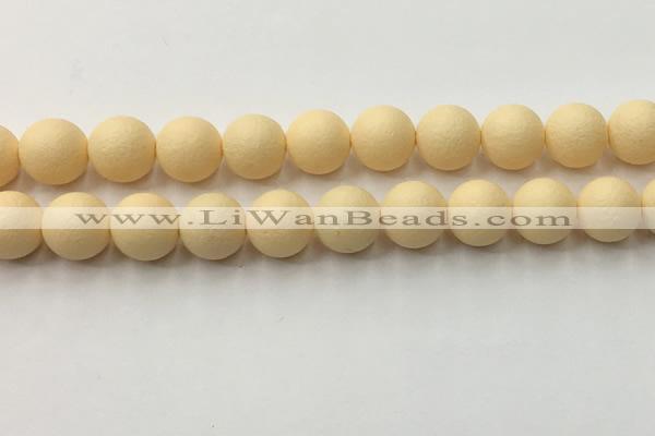 CSB2385 15.5 inches 14mm round matte wrinkled shell pearl beads