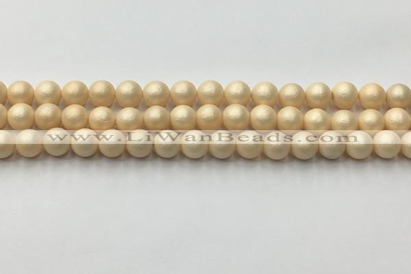 CSB2390 15.5 inches 4mm round matte wrinkled shell pearl beads