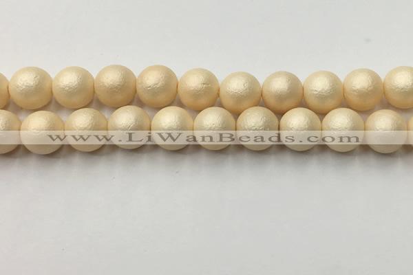 CSB2396 15.5 inches 16mm round matte wrinkled shell pearl beads