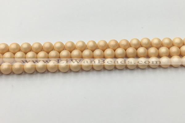 CSB2400 15.5 inches 4mm round matte wrinkled shell pearl beads