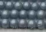 CSB2470 15.5 inches 4mm round matte wrinkled shell pearl beads