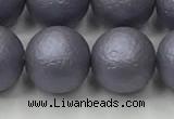 CSB2485 15.5 inches 14mm round matte wrinkled shell pearl beads