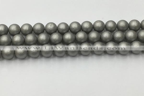 CSB2494 15.5 inches 12mm round matte wrinkled shell pearl beads