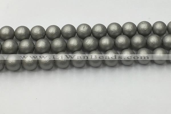 CSB2495 15.5 inches 14mm round matte wrinkled shell pearl beads