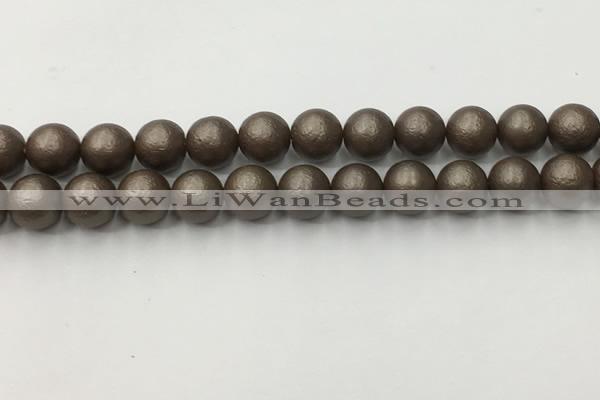 CSB2514 15.5 inches 12mm round matte wrinkled shell pearl beads