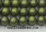 CSB2520 15.5 inches 4mm round matte wrinkled shell pearl beads