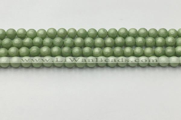 CSB2531 15.5 inches 6mm round matte wrinkled shell pearl beads