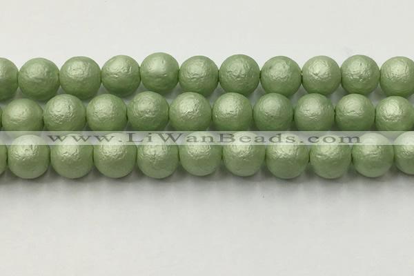 CSB2536 15.5 inches 16mm round matte wrinkled shell pearl beads