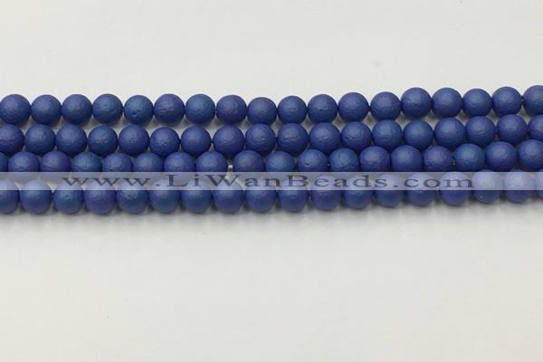 CSB2570 15.5 inches 4mm round matte wrinkled shell pearl beads