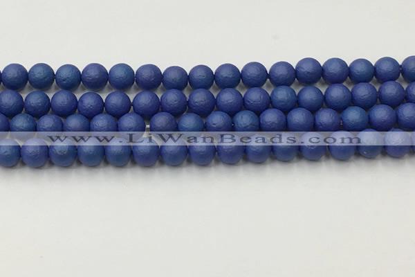 CSB2571 15.5 inches 6mm round matte wrinkled shell pearl beads