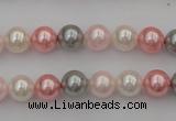 CSB303 15.5 inches 8mm round mixed color shell pearl beads